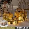 Caixa de presente de veado de ferro forjado de Natal, saco de presente, ornamentos decorativos, alce de ferro forjado, cena de boneco de neve, decoração de carrinho de veado