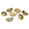 WT-MP295 Abanico Único Multicolor Incrustado con Piedras Preciosas Pequeñas y Circonita Colgante para Accesorios de Joyería Exquisitos DIY
