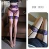 Shuoyao "Flor Fantasia" Brilho Aurora Meia-Calça de Alça Acima do Joelho Ultra Fina Seda Preta Sexy Lingerie Meia-Calça de Alça para Mulheres A265