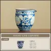 Taza de té de división de té de imitación de la dinastía Song Ru, azul y blanco de la dinastía Yuan, juego de té de cerámica exquisito, juego de té Kung Fu para el espacio del té