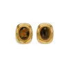 Dazan Estilo Europeo y Americano Venta al por Mayor Chapado al Vacío en Oro de 18K Acero de Titanio Ins Moda Estilo Old Money Pendientes Aros de Piedra Ojo de Tigre
