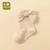 Calcetines de encaje con lazo para niñas, para primavera y otoño, longitud hasta media pantorrilla, grado A para bebé, corte holgado, adecuados para 0-6-12 meses, estilo princesa, modernos