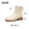 Zhr Botines Planos Franceses Británicos Botas Cortas 2025 Otoño e Invierno Nuevas Retro Versátiles Pequeñas Delgadas Botas Botas para Mujer