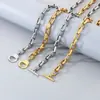 Fabricante de Dongguan Estilo Cool Design Personalizado de Emenda de Corrente Geométrica Estilo Minimalista Conjunto de Joias em Aço Titânio Banhado a Ouro
