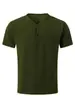 Nova Camiseta Masculina Temu Transfronteiriça Estilo Europeu e Americano Cor Sólida Gola V Respirável Absorvente de Suor Casual Esportiva Leve Regular Manga Curta