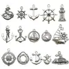 Accesorios para joyería DIY serie náutica marina aleación plata antigua ancla de barco timón colgante de barco pulsera collar materiales al por mayor