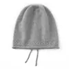 Cachecol 2026 Outono/Inverno Novo Chapéu Feminino Padrão Diamante Borda Enrolada Cordão Soltinho Quente Proteção para Orelhas Gorro Casual de Tricô