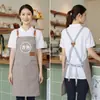 Delantal de Lona con Impresión de Logo Personalizado para Catering, Cafetería, Tienda de Té con Leche, Delantal de Cocina, Ropa de Trabajo Impermeable para Mujeres