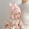Bonitos y adorables gorros de otoño e invierno para niños, con diseño de poner, material de punto y una serie de dibujos animados, que brindan abrigo y protección para los oídos para bebés y niños pequeños.