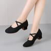 Zapatos de profesora con dos suelas de goma en el tacón medio, zapatos de práctica de baile al aire libre, zapatos de práctica cuadrados para mujer adulta, zapatos de baile marinero cuadrados