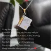 Collar de Acero de Titanio, Popular en Europa y América, Collar con Forma de Libro de Carta de Amor Grabada, Collar con Forma de Sobre de Carta de Amor Abrible, Cadena para Clavícula
