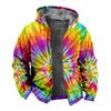 2024 Transfronterizo Impresión 3D Tie-dye con forro polar Engrosado Doble Forro Terciopelo Grueso Chaqueta Acolchada de Algodón Cremallera Bolsillo Excavado Cálida Chaqueta Acolchada de Algodón