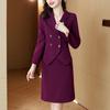Traje de negócios, elegante terno estilo deusa da moda para mulheres 2024, novo terno de outono trespassado, saia quadril, conjunto de duas peças