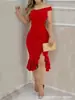 Vestido Sexy de Cor Sólida Elegante com Gola Uma Linha na Cintura, Lançamento de Verão 2024, Roupas Europeias e Americanas, Amazon