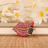Llavero de metal con forma de boca de diamante y labio rojo para coche, bonito colgante para bolso de mujer, llavero, anillo, accesorios creativos, regalo