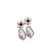 Brincos de pérola com laço de flor de diamante, brincos versáteis de alta qualidade, brincos de luxo acessíveis e retrô franceses