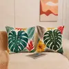 Funda de cojín estilo europeo y americano de lino sintético color verde coco con planta, funda de cojín decorativa para sofá, decoración del hogar, hecha a medida