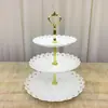 Plato de Frutas de Tres Niveles Plástico Estilo Europeo Pequeño Sala de Estar Hogareño Plato de Exhibición de Dulces y Bocadillos Bandeja para Pasteles Estante para Bocadillos Otros