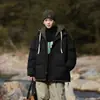 Ropa de Abrigo de Algodón con Capucha Empalmada Falsa de Dos Piezas Suelta Estilo Hong Kong Invierno 2024 para Hombres y Adolescentes Ropa de Abrigo de Algodón Engrosada de Moda para Hombres