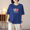 E-commerce Transfronteiriço Moda com Desconto Comércio Exterior Mãe Gola Redonda Manga Curta Camiseta Feminina Solta Emagrecedora Estampa Design Sense Nicho