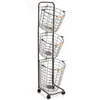 Cesta para ropa sucia de malla de alambre metálico directo de fábrica, cesta de almacenamiento de ropa sucia para baño, cubo de ropa sucia con ruedas, negro y blanco, venta al por mayor