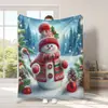 Suministro transfronterizo de mantas de peluche con estampados de dibujos animados de lindos muñecos de nieve y Papá Noel navideños, Mantas de regalo de Navidad