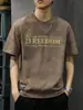 Playera de Manga Corta para Hombre Verano Moderno Holgada Manga Cinco Cuartos 2025 Nueva Celebridad de Internet Trendy Ins Top Estampado Sencillo
