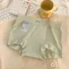 Cuecas Boxer Femininas de Algodão Sem Costura com Gancho Estendido, Cintura Média, Respiráveis, Leves, Tecido Refrescante de Seda de Gelo, Estilo Fino, Anti-Exposição