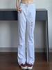 Jeans con Estampado de Rayos de High Street Americano al por Mayor para Hombres y Mujeres, Pantalones Slim Scimitar, Jeans con Estilo High Street Americano