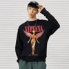 Ropa de Marca de Moda para Hombre Europea y Americana Kanye Kanye Retro Banda Nirvana Transparente Ángel Sudadera Holgada de Cuello Redondo High Street Niebla