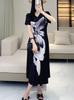 Miyake 2024 Verano Estilo Coreano De Alta Gama De Moda Plisado Estampado De Capullos De Flores Elegante Vestido Elástico Para Mujer