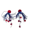 Elegantes Pendientes de Novia con un Diseño Largo Llamativo en Rojo y Azul Contrastantes, Adecuados para Vestidos de Alta Gama, Cheongsams y Accesorios de Bata de Casa