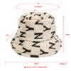 Sombrero de pescador de imitación de pelo de conejo con letra NY transfronteriza, otoño e invierno, para mujer, grueso, moderno, rejuvenecedor, felpa cálida, sombrero tipo cuenca, venta al por mayor