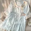 Pijama Cartoon Fofo Rilakkuma para Mulheres, Conjunto de Duas Peças de Shorts de Manga Curta Finos de Verão Que Podem Ser Usados Fora de Casa como Conjunto de Roupa de Casa