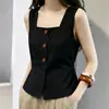 Chaleco cuadrado único y chic de estilo francés para mujer, nuevo modelo de verano con un toque de nicho, versátil para ir al trabajo, se puede combinar con un top de camisa de alta gama