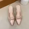 Zapatos de tacón de aguja para mujer, estilo francés elegante de verano, punta fina, estilo 2026, punta cerrada, para socialité, con un elegante diseño sin espalda