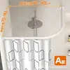 Barra telescópica para cortina de ducha sin agujeros, forma de L curva, forma de U, riel curvo, baño, baño, impermeable, ducha, cortina divisoria de ducha