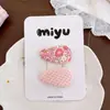 Pinza para el pelo de tela para niños estilo coreano con forma de gota de agua, Pinza para el flequillo de niñas con lunares dulces y cuadros, Pinza para el pelo floral