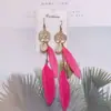 Pendientes Bohemianos Europeos y Americanos Nicho Gama Alta Otoño e Invierno Borla Retro Exagerado Estilo Étnico Pendientes de Pluma Venta al por Mayor