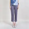 Pantalones cropped plisados versátiles de color gris ahumado transfronterizos con bolsillos, holgados y estilizados, ropa de mujer estilo Miyake, pantalones de tubo rectos