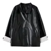 Chaqueta de cuero retro estilo Hong Kong Ino para mujer talla grande, colección otoño 2026, elegante y de corte holgado, efecto adelgazante, chaqueta top 335344