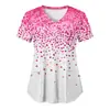 Camiseta Feminina Gola V Uniforme de Enfermeira Venda Direta da Fábrica Transfronteiriça Europeia e Americana Aliexpress Casual Confortável Manga Curta Estampada Feminina