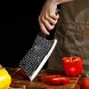 Cuchillo de Cocina Negro con Patrón de Forjado para Uso Doméstico, Cuchillo Afilado de Acero Inoxidable, Cuchillo para Rebanar con Mango Antideslizante
