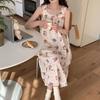 Pijama feminino com bojo Verão 2024 Novo camisola de alça longa com babados roupa de casa doce fofa celebridade da internet pode ser usado fora