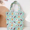 Bolsa Tote Lancheira Desenho Animado com Zíper, Bolsa de Mão de Lona para Estudantes e Trabalhadores de Escritório, Leve e Personalizável com Estampas