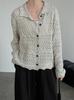 Cárdigan de Ganchillo Tejido con Encaje Calado Estilo Coreano Taochuan Chaqueta Suéter de Botones Individuales Ou129-1