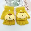 Guantes para niños otoño e invierno cálidos de medio dedo con tapa de dibujos animados lindos de punto con dedos descubiertos para bebé con forro polar engrosado para niños y niñas