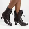 Botines Martin de tacón medio para otoño e invierno, botines de punta baja transfronterizos para mujer, color liso, cremallera lateral, suela de goma, antideslizantes, botines para mujer de talla grande