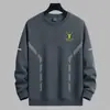 Camiseta de manga larga para hombre para otoño e invierno, marca de moda, corte holgado, engrosada, camiseta básica casual, sudadera con cuello redondo estampada para estudiantes jóvenes