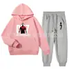 Conjunto de Moletom com Capuz e Calça de Moletom de Algodão da Moda para Crianças, Modelo Soltinho para Crianças Maiores, para Primavera e Outono